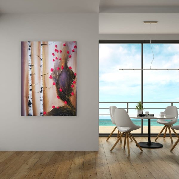 The Harmony of Birch and Blossoms: An Abstract Journey - Image 2